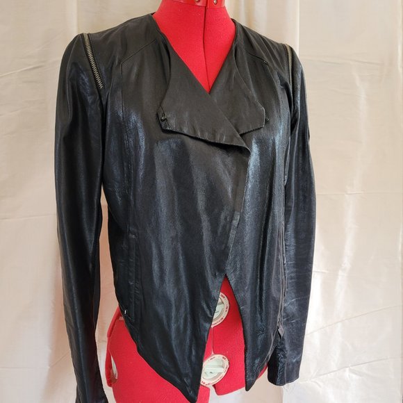 Rudsak short black leather jacket size small - Picture 4 of 7